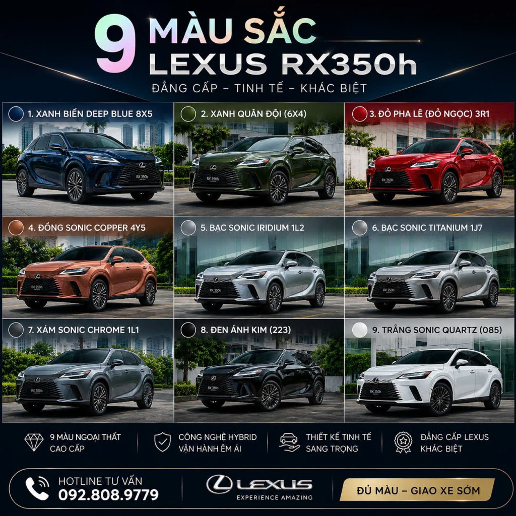Bảng Màu Xe Lexus RX: Khám Phá Sắc Màu Độc Bản